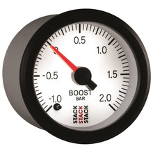 Load image into Gallery viewer, AutoMeter Gauges Autometer Stack 52mm -1 to +2 Bar (Incl T-Fitting) Pro Stepper Motor Boost Pressure Gauge - White
