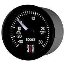 Load image into Gallery viewer, AutoMeter Gauges Autometer Stack 52mm -30INHG to +30 PSI (Incl T-Fitting) Pro Stepper Motor Boost Press Gauge - Black
