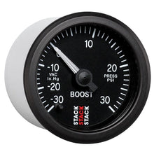 Load image into Gallery viewer, AutoMeter Gauges Autometer Stack 52mm -30INHG to +30 PSI (Incl T-Fitting) Pro Stepper Motor Boost Press Gauge - Black
