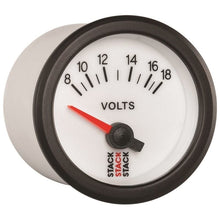 Load image into Gallery viewer, AutoMeter Gauges Autometer Stack 52mm 8-18V Electric Battery Voltage Gauge - White
