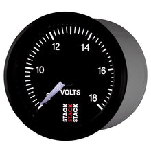 Load image into Gallery viewer, AutoMeter Gauges Autometer Stack 52mm 8-18V Pro Stepper Motor Battery Voltage Gauge - Black

