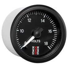 Load image into Gallery viewer, AutoMeter Gauges Autometer Stack 52mm 8-18V Pro Stepper Motor Battery Voltage Gauge - Black
