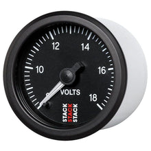 Load image into Gallery viewer, AutoMeter Gauges Autometer Stack 52mm 8-18V Pro Stepper Motor Battery Voltage Gauge - Black
