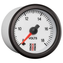 Load image into Gallery viewer, AutoMeter Gauges Autometer Stack 52mm 8-18V Pro Stepper Motor Battery Voltage Gauge - White
