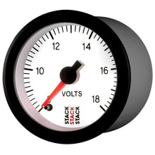 Load image into Gallery viewer, AutoMeter Gauges Autometer Stack 52mm 8-18V Pro Stepper Motor Battery Voltage Gauge - White
