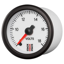 Load image into Gallery viewer, AutoMeter Gauges Autometer Stack 52mm 8-18V Pro Stepper Motor Battery Voltage Gauge - White
