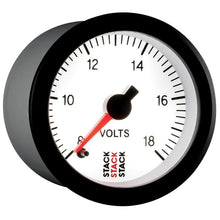 Load image into Gallery viewer, AutoMeter Gauges Autometer Stack 52mm 8-18V Pro Stepper Motor Battery Voltage Gauge - White
