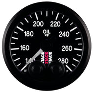 Autometer Stack Instruments 52mm 140-280 Deg F 1/8in NPTF Male Pro Control Oil Temp Gauge - Black | ST3510