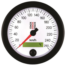 Load image into Gallery viewer, AutoMeter Gauges Autometer Stack Instruments 88MM 0-260 KM/H Programmable Speedometer - White
