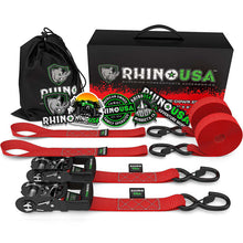 Load image into Gallery viewer, Rhino USA Heavy Duty Ratchet Tie-Downs 2-Pack (Red) 1.6In X 8Ft Cargo Tie-Downs Rhino USA
