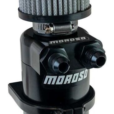 Moroso Dual Inlet -8AN Billet Breather Tank Catch Can - Black Moroso