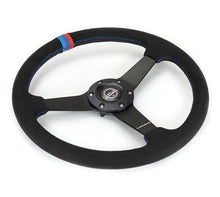 Load image into Gallery viewer, NRG Sport Wheel (350mm) 3 Solid Spokes - 1.5in Deep - Matte Black - Minty Fresh Miata Logo Etched | RST-037MB-SA-M3
