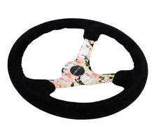 Load image into Gallery viewer, NRG Reinforced Steering Wheel (350mm / 3in. Deep) Blk Suede Floral Dipped w/ Blk Baseball Stitch Steering Wheels NRG
