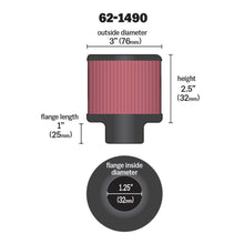 Load image into Gallery viewer, K&amp;N Rubber Base Chrome Top Push-In Crankcase Vent Filter 3in OD x 2-1/2in H.
