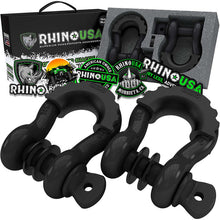 Load image into Gallery viewer, Rhino USA 3/4In D-Ring Shackle Set (2-Pack) Matte Black Shackle Kits Rhino USA
