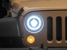 Load image into Gallery viewer, Raxiom 07-08 Jeep Wrangler JK Hi Output LED Headlights/Angel Eye DRL- Black Housing- Clear Lens | J211420
