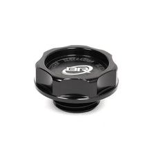 Load image into Gallery viewer, BLOX Racing billet Honda oil cap in black anodized aluminum with engraved logo
