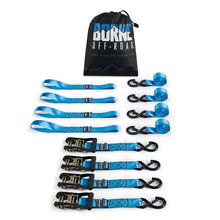 Load image into Gallery viewer, Borne Off-Road Cargo Tie-Downs Borne Off-Road Heavy-Duty Ratchet Tie-Down Kit (4-Pack) - Blue
