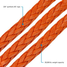 Load image into Gallery viewer, Borne Off-Road Winch Accessories Borne Off-Road Synthetic Rope - 3/8in x 85ft - Orange
