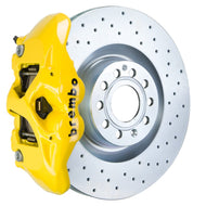 Brembo Brake Kits - Performance Slot Brembo 07-15 TT 2.0T/07-15 TT 3.2L/09-15 TTS Fr GT BBK 4 Pist Cast 345x30 1pc Rotor Drilled- Yellow
