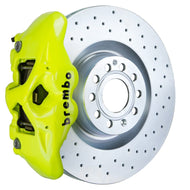 Brembo Brake Kits - Performance Slot Brembo 07-15 TT 2.0T/3.2L/09-15 TTS Front GT BBK 4 Pist Cast 345x30 1pc Rotor Drilled- Fluo. Yellow