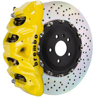 Brembo Brake Kits - Performance Slot Brembo 14+ Model S AWD w/ DC (Excl Plaid) Fr GT BBK 8Pis Cast 412x38 2pc Rotor Drilled-Yellow