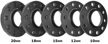 Load image into Gallery viewer, Set of five Burger Motorsports BMW E Chassis wheel spacers in varying thicknesses from 10mm to 20mm
