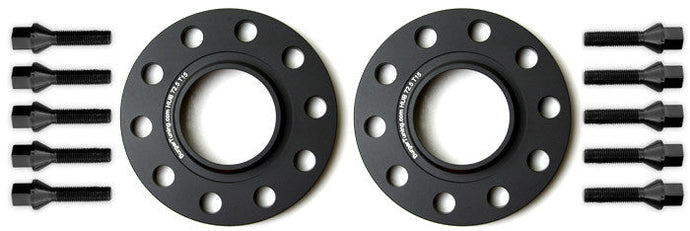 Burger Motorsports BMW F chassis wheel spacers with black finish and lug bolts for improved fitment