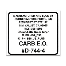 Load image into Gallery viewer, Burger Motorsports Universal Products Replacement CARB Sticker
