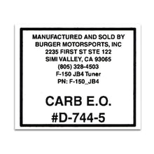 Load image into Gallery viewer, Burger Motorsports Universal Products Replacement CARB Sticker
