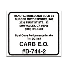 Load image into Gallery viewer, Burger Motorsports Universal Products Replacement CARB Sticker
