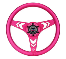 Load image into Gallery viewer, NRG Aluminum Steering Wheel 330mm - Arow Cutout - Ergonomic Grip - Anadized Pink | RST-070-PK
