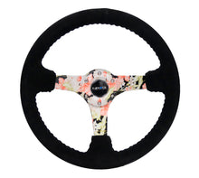 Load image into Gallery viewer, NRG Reinforced Steering Wheel (350mm / 3in. Deep) Blk Suede Floral Dipped w/ Blk Baseball Stitch Steering Wheels NRG
