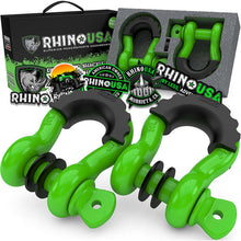 Load image into Gallery viewer, Rhino USA Shackle Kits Rhino USA 3/4In D-Ring Shackle Set (2-Pack)(Green)
