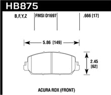 Load image into Gallery viewer, Hawk 2013 - 2018 Acura RDX DTC-60 Race Front Brake Pads Brake Pads - Racing Hawk Performance   
