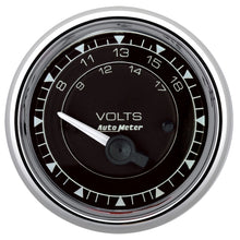 Load image into Gallery viewer, AutoMeter Chrono 2-1/16in 18V Electric Voltmeter Gauge - Chrome | 9792
