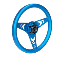 Load image into Gallery viewer, NRG Aluminum Steering Wheel 330mm - Arow Cutout - Ergonomic Grip - Anadized Blue | RST-070-BL
