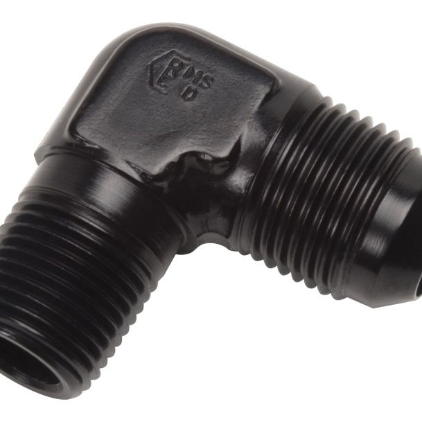 Russell Performance -4 AN 1/4in NPT 90 Degree Black Flare to Pipe Adapter Russell