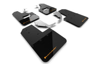 Rally Armor 21-25 Ford Bronco (Steel Bmpr + RB - NO Rptr/Sprt) Blk Mud Flap w/Cy Orange Logo | MF85-RB-ST-COR