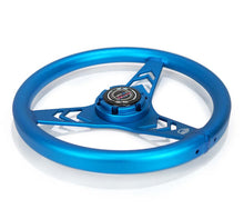 Load image into Gallery viewer, NRG Aluminum Steering Wheel 330mm - Arow Cutout - Ergonomic Grip - Anadized Blue | RST-070-BL
