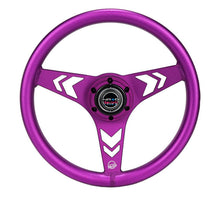 Load image into Gallery viewer, NRG Aluminum Steering Wheel 330mm - Arow Cutout - Ergonomic Grip - Anadized Purple | RST-070-PP
