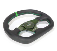 Load image into Gallery viewer, NRG Carbon Fiber Flat Bottom Steering Wheel (320mm) Green CF Center w/Green Stitch/Center Mark | RST-024CF/GN
