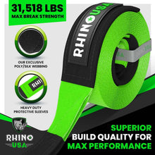 Load image into Gallery viewer, Rhino USA Recovery Tow Strap 3Inx20Ft (Green) Tow Straps Rhino USA
