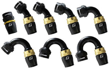 Load image into Gallery viewer, GReddy AN16 150 DEGREE HOSE END SWIVEL BLACK/GOLD ANODIZED | 12801615
