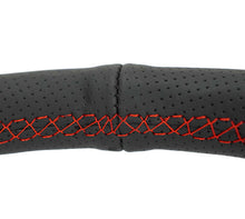 Load image into Gallery viewer, NRG Reinforced Stealth Wheel (380mm) 3 Spoke Center - 1in Deep Dish - Perforated Leather Red Stitch | RST-380-STL-R
