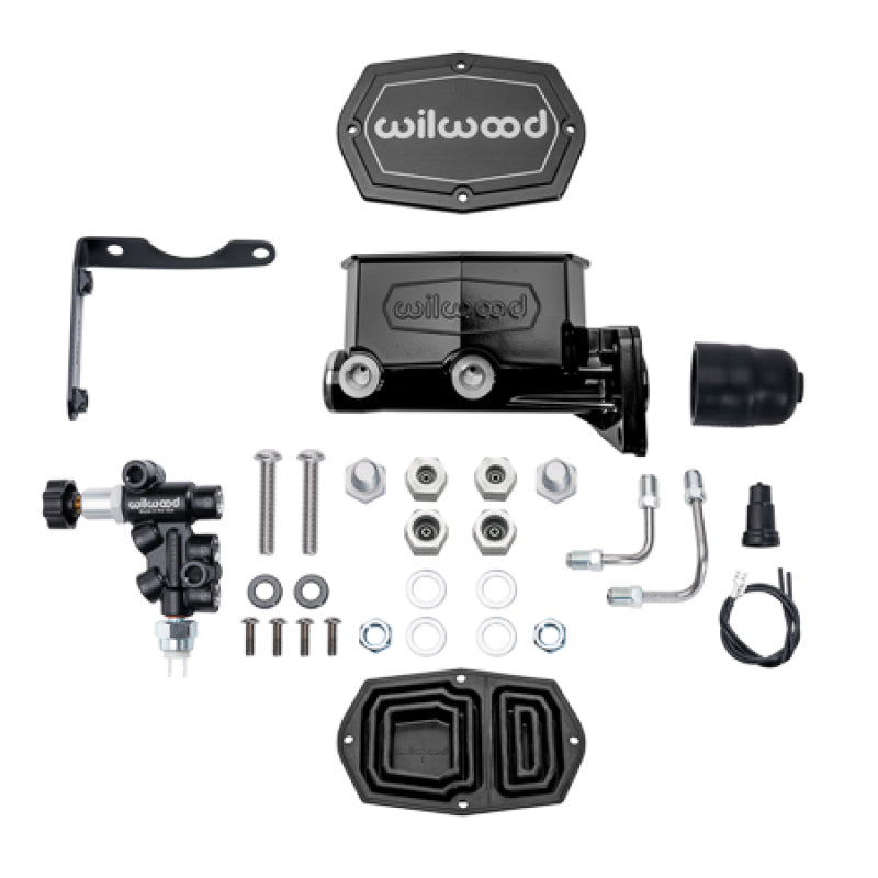 Wilwood MOPAR Compact Tandem M/C Kit w/ P-Valve 1in Bore - Black Wilwood