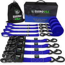 Load image into Gallery viewer, Rhino USA Cargo Tie-Downs Rhino USA Heavy Duty Ratchet Tie-Down 4-Pack Blue 1.6In X 15Ft
