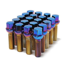 Load image into Gallery viewer, Wheel Mate Mevius Lug Bolt Set of 20 - Blue Neon 14x1.50 50mm Cone 60 DEG TAP
