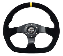 Load image into Gallery viewer, NRG Reinforced Steering Wheel (320mm) Sport Suede Flat Bottom w/ Yellow Center Mark | RST-024MB-S-Y
