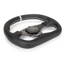 Load image into Gallery viewer, NRG Carbon Fiber Flat Bottom Steering Wheel (320mm) Silver CF Center w/Silver Stitch/Center Mark | RST-024CF/SL
